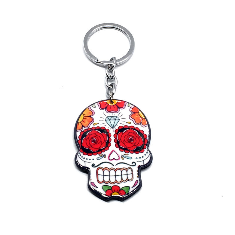 Wholesale Halloween Colorful Acrylic Skull Keychains ACC-KC-Yiyan002