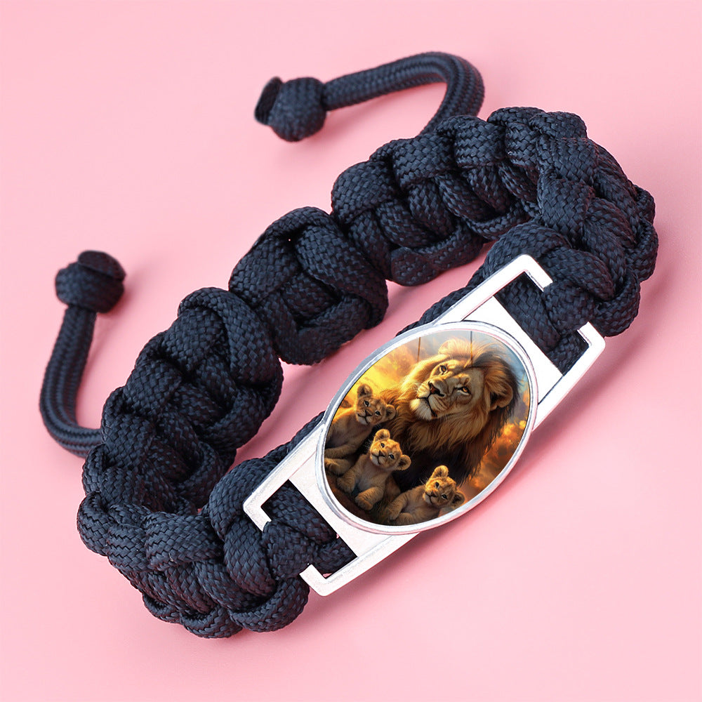 Wholesale Braided animal lion adjustable bracelet