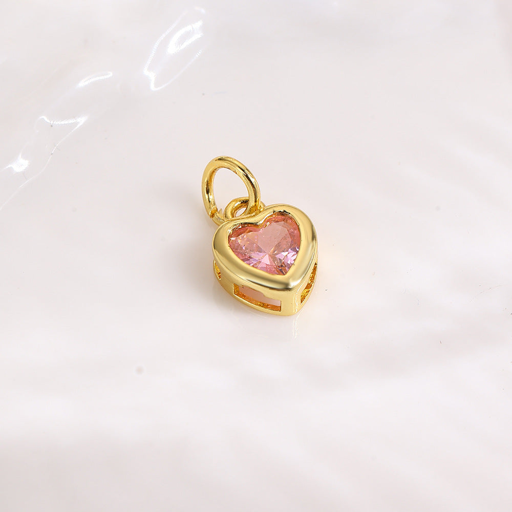 Wholesale Colorful zircon copper heart pendant