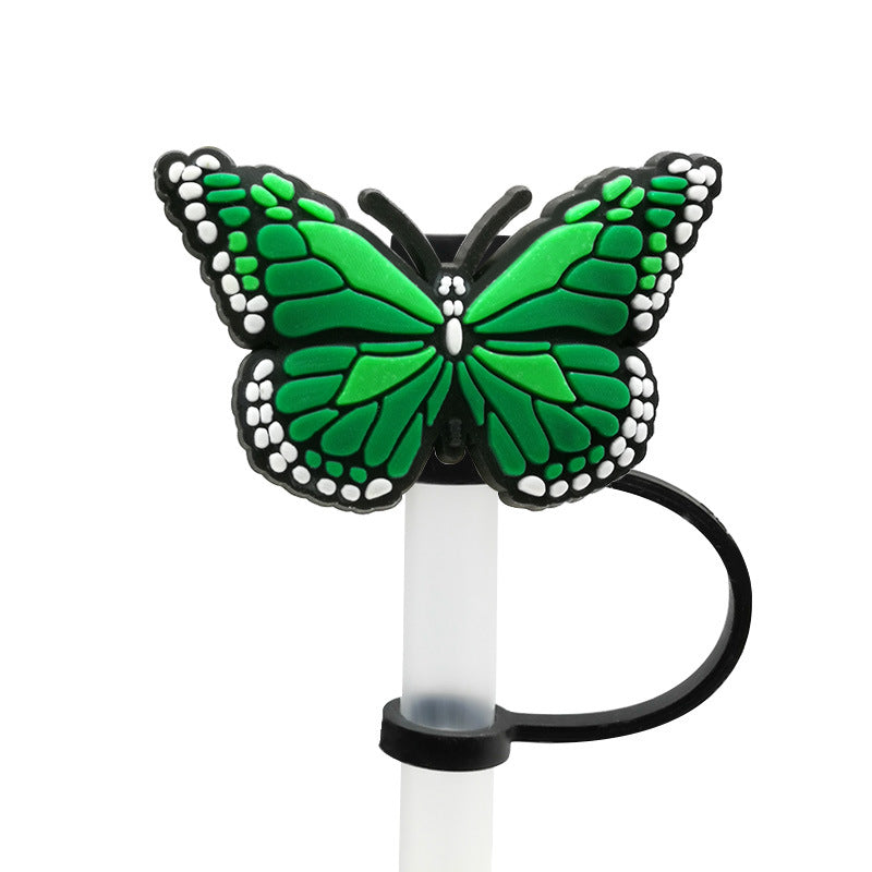 Wholesale 10pcs 7-8mm PVC Butterfly Straw Tube Cap