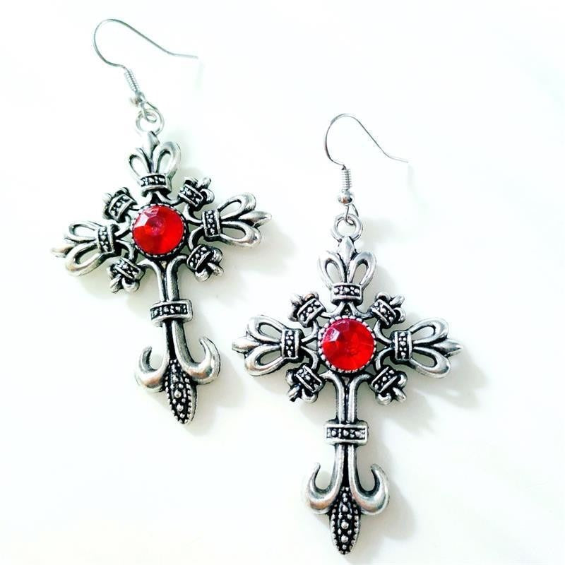Wholesale Alloy Electroplating Gothic Skull Bat Cross Earrings Trendy Jewelry Accessory for Resale
