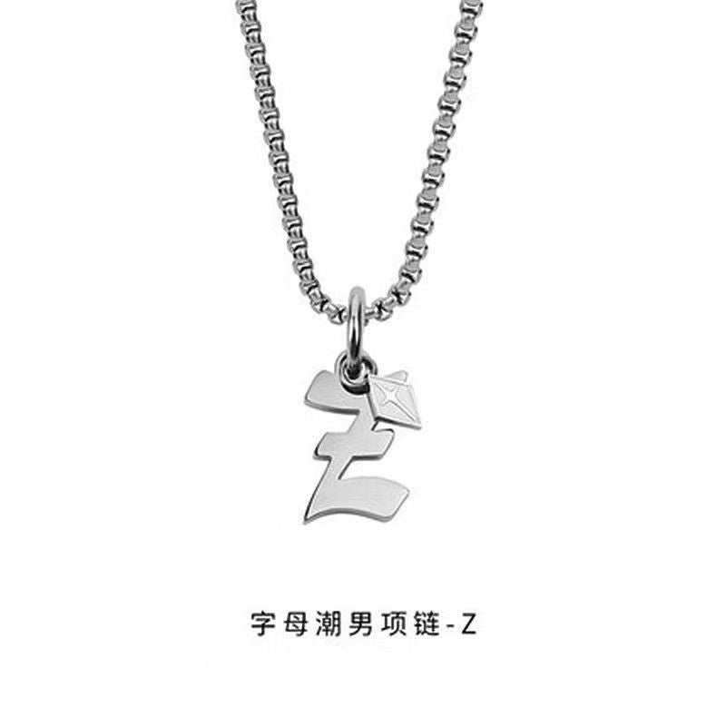 Wholesale Men's 26 Alphabet Titanium Steel Necklace