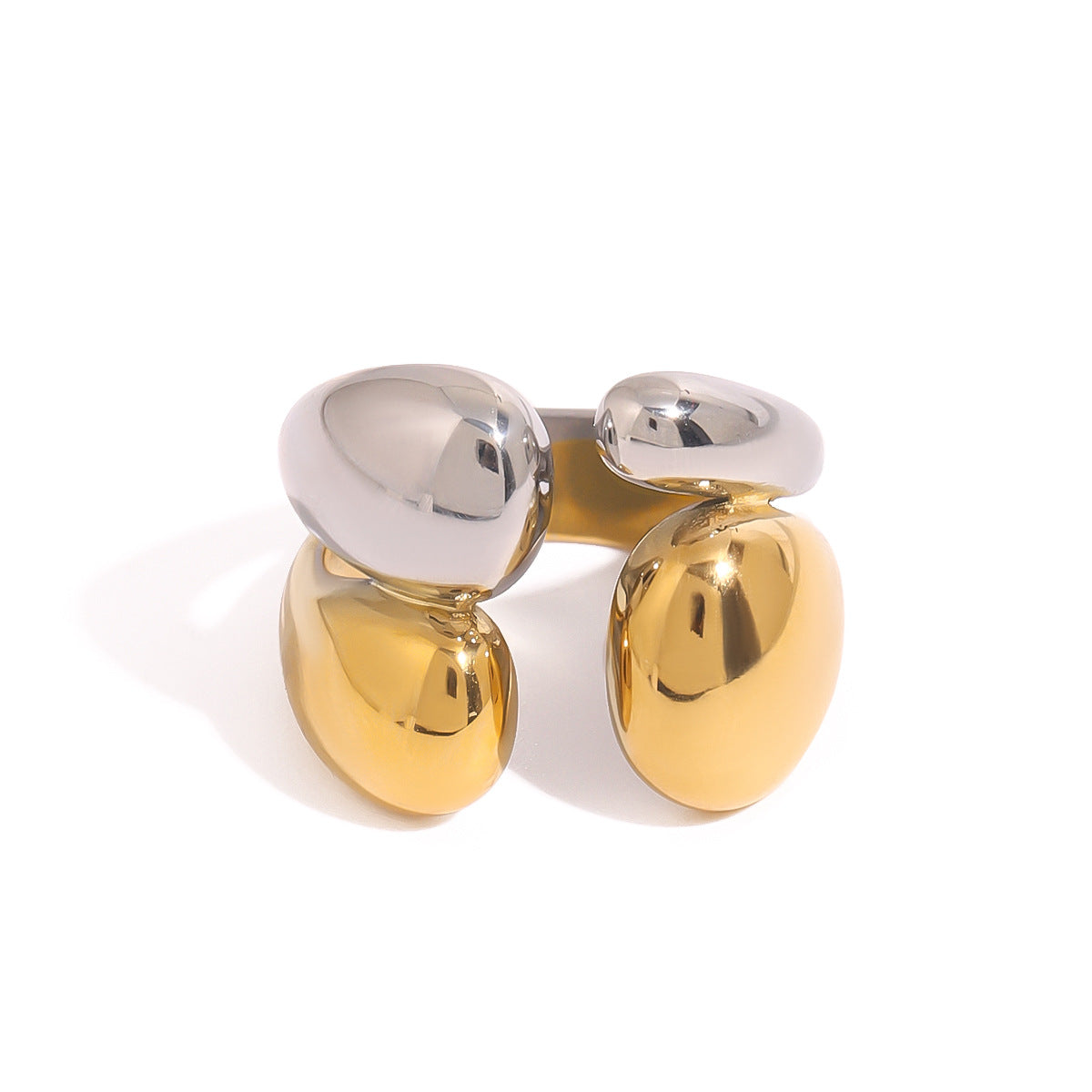 Wholesale  18k gold stainless steel ins wind line double smooth ring