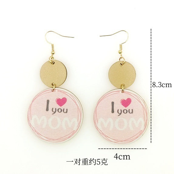 Wholesale Mother's Day Wood Earrings Love MOM Earrings ACC-ES-Yinx005