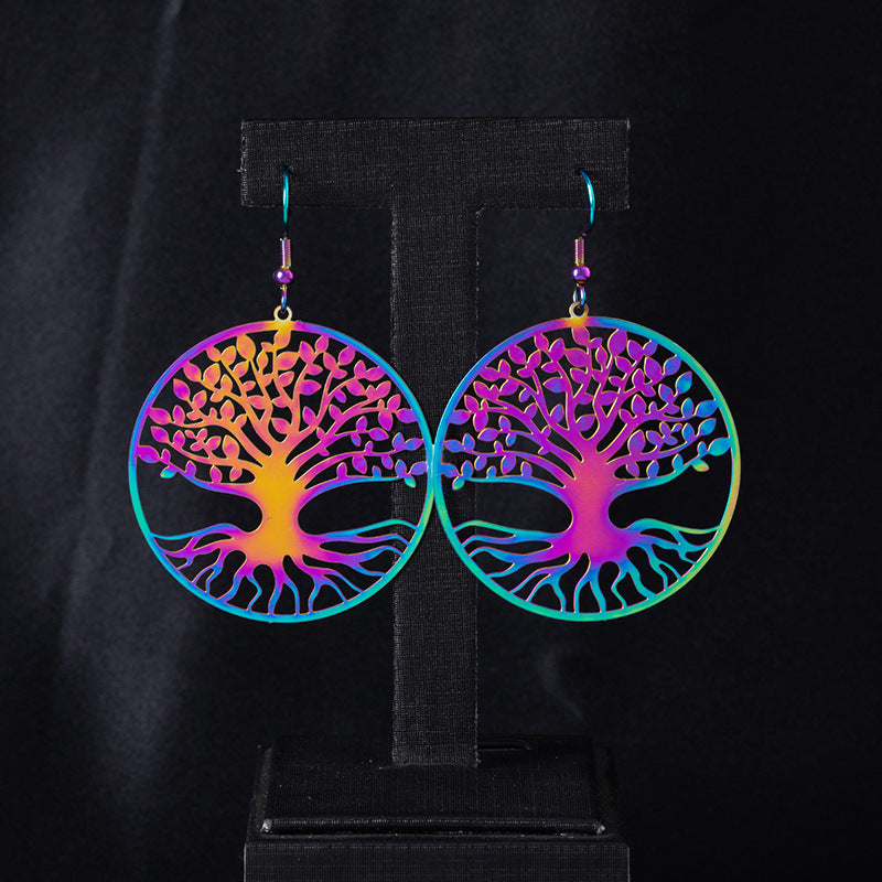 Wholesale Hollow Sun God Colorful Earrings