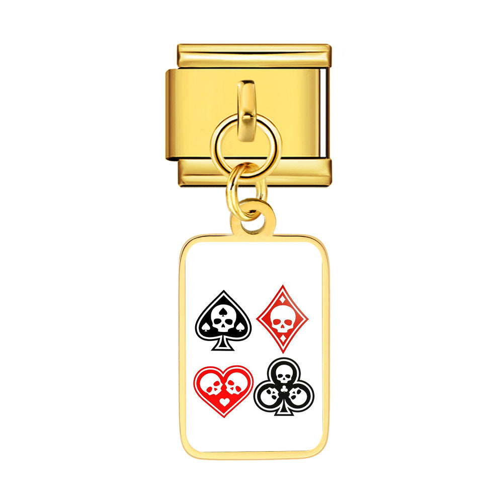 Wholesale Trendy Playing Card Pendant Stainless Steel Bracelet Fashion Accessory For Boutique Resale