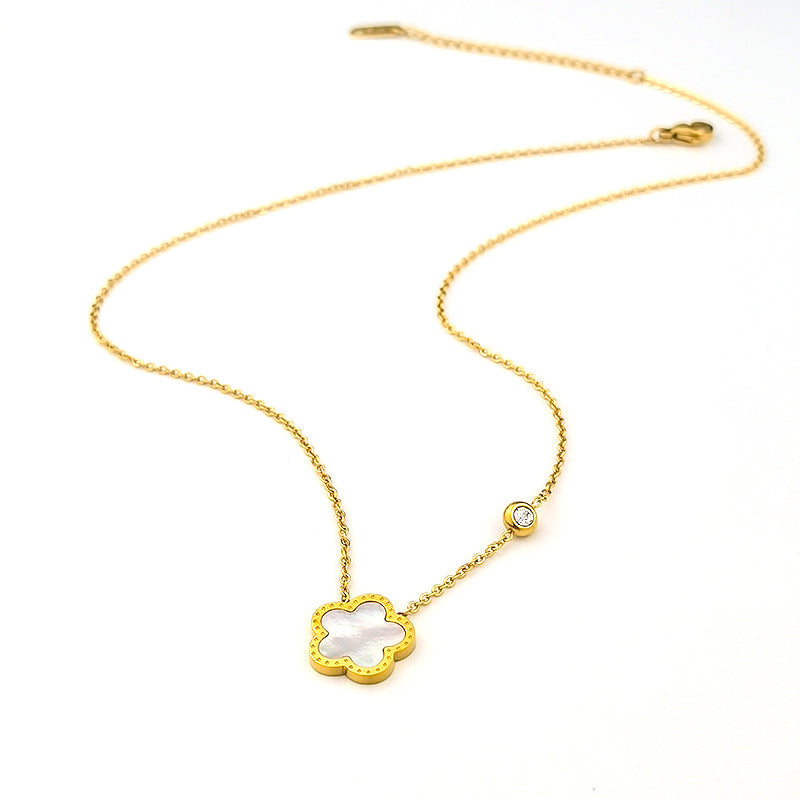 Wholesale Light Luxury Diamond Four-leaf CloverStainless Steel Necklaces ACC-NE-GuDi005