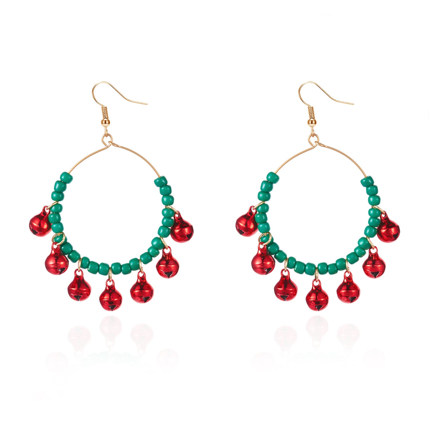 Wholesale Christmas contrasting bell tassel earrings