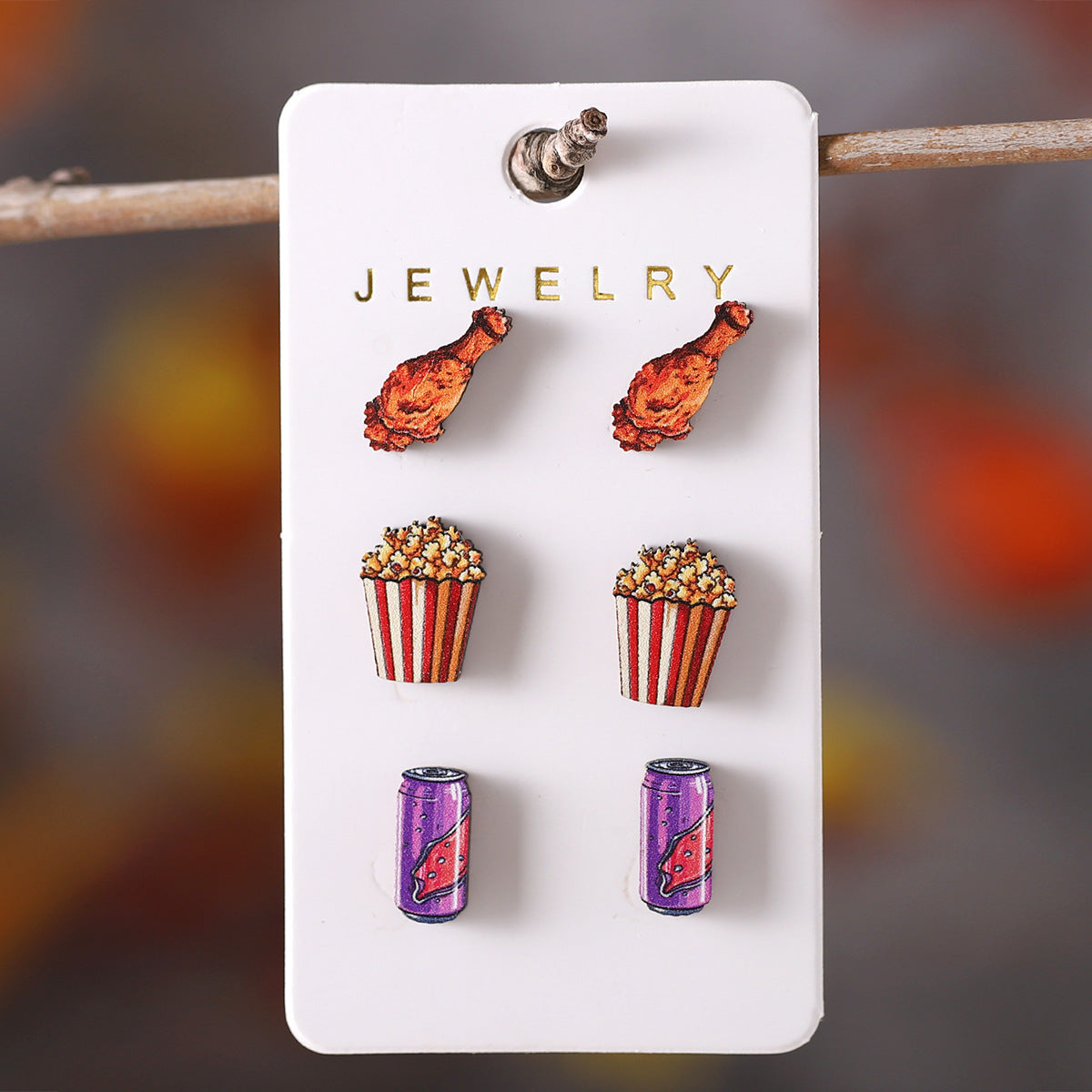 Wholesale  Hamburger Hot Dog Chicken Leg Popcorn Coke Food Earrings suit
