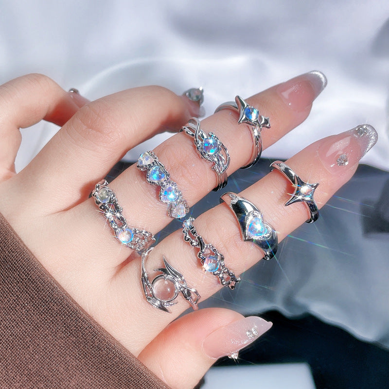 Wholesale Personalized texture Moonstone open ring