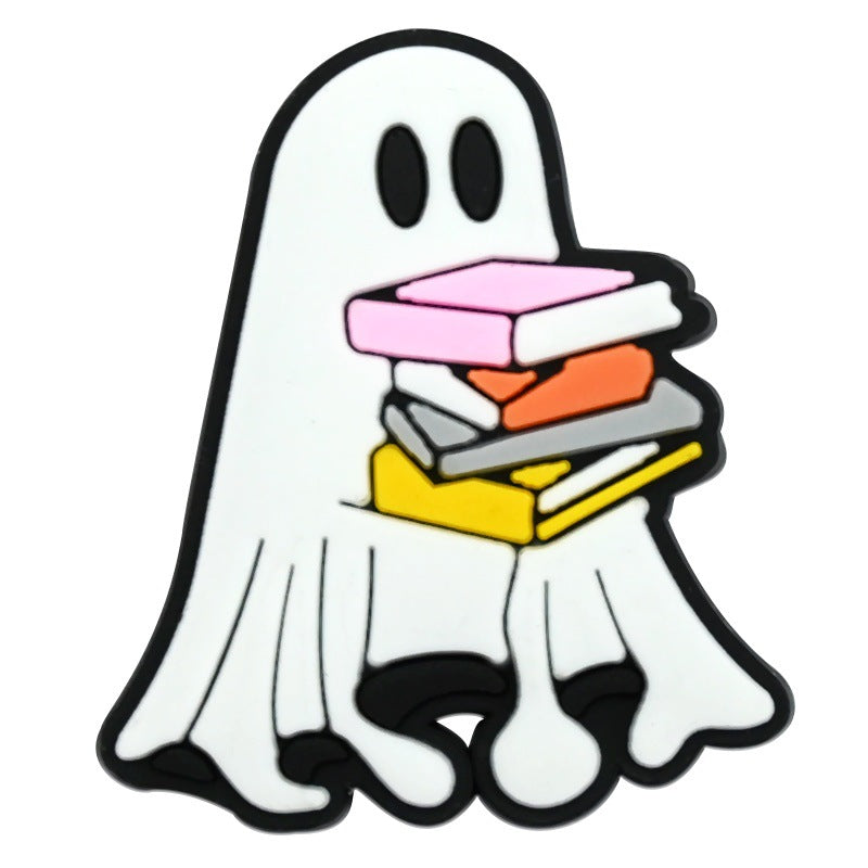 Wholesale Random 100pcs  Series White Ghost Clogs  PVC Soft Rubber Shoe Buckle Decoration