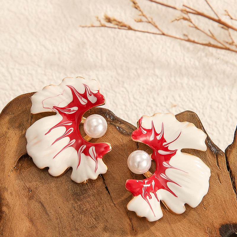 Wholesale  color oil drop flower earrings