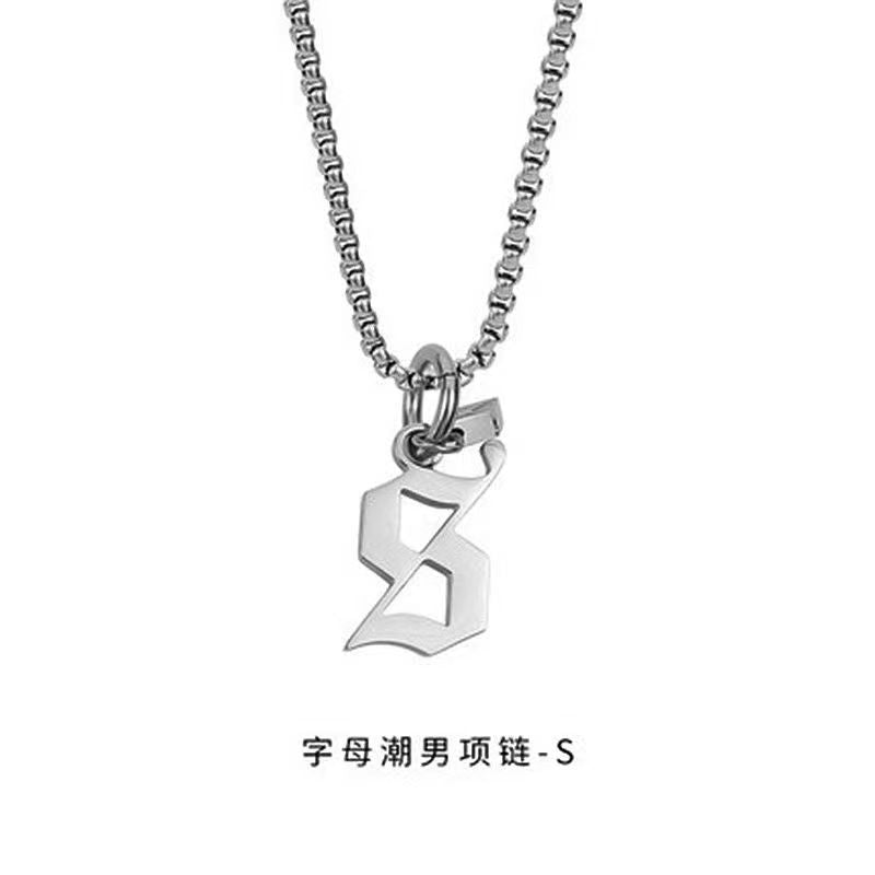 Wholesale Men's 26 Alphabet Titanium Steel Necklace