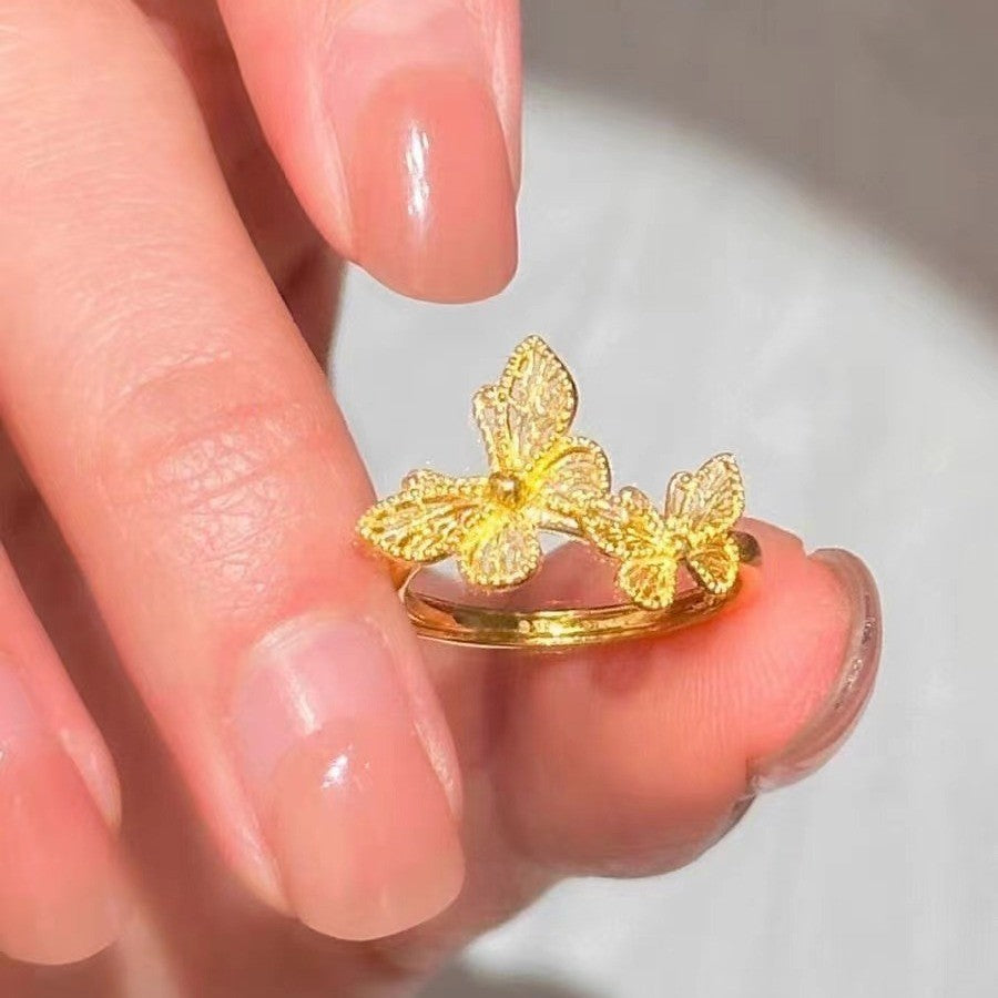 Wholesale Filigree Butterfly Ring Gold Plated Open Ring for Everyday Gift Boutique Resale