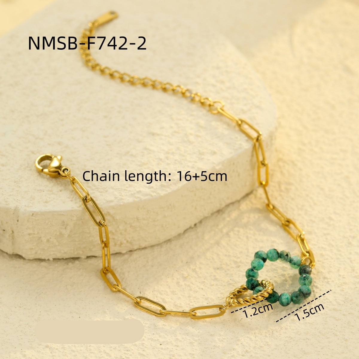 Wholesale retro natural stone stainless steel bracelet
