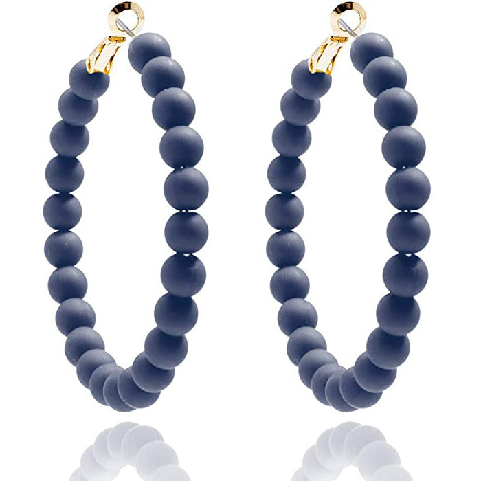 Wholesale Summer Colorful Acrylic Beads Round Earrings Bohemian Stud Earrings ACC-ES-Yunh001