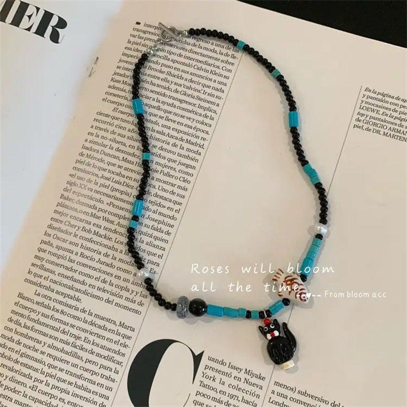 Wholesale Cartoon Ceramic Puppy Beaded Pendant Necklace