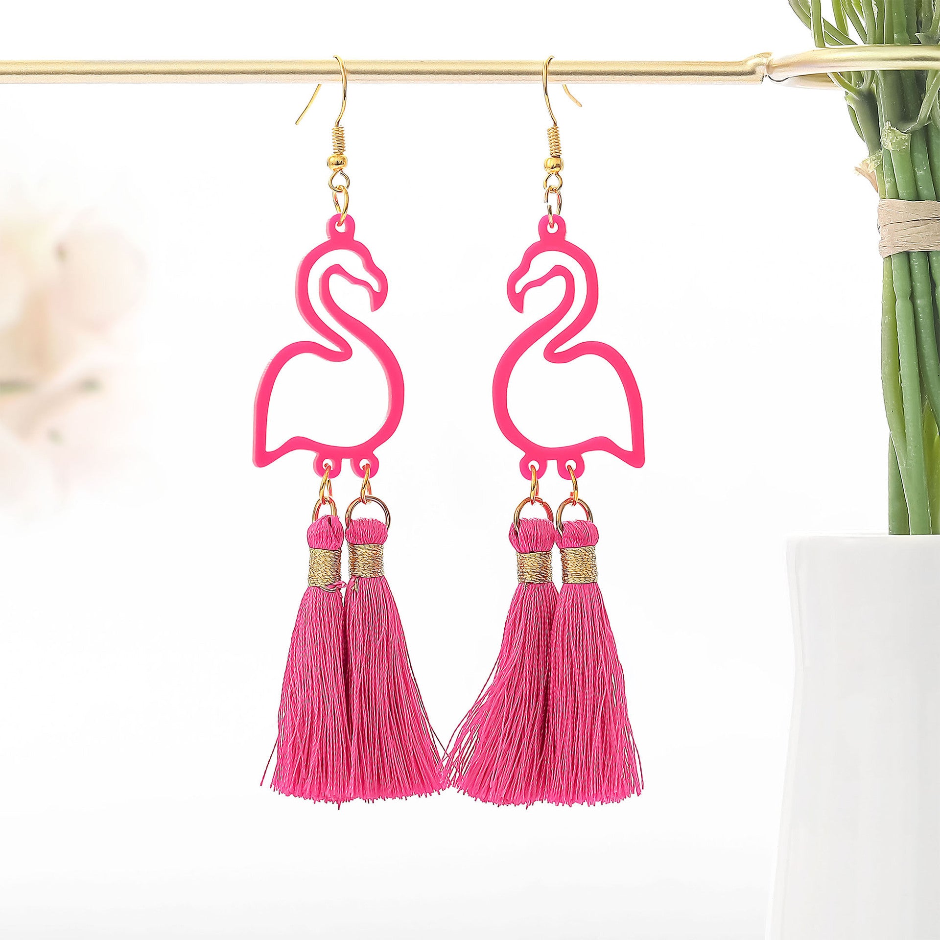 Wholesale Eco-friendly Acrylic Earrings Hollow Swan Tassel Earrings