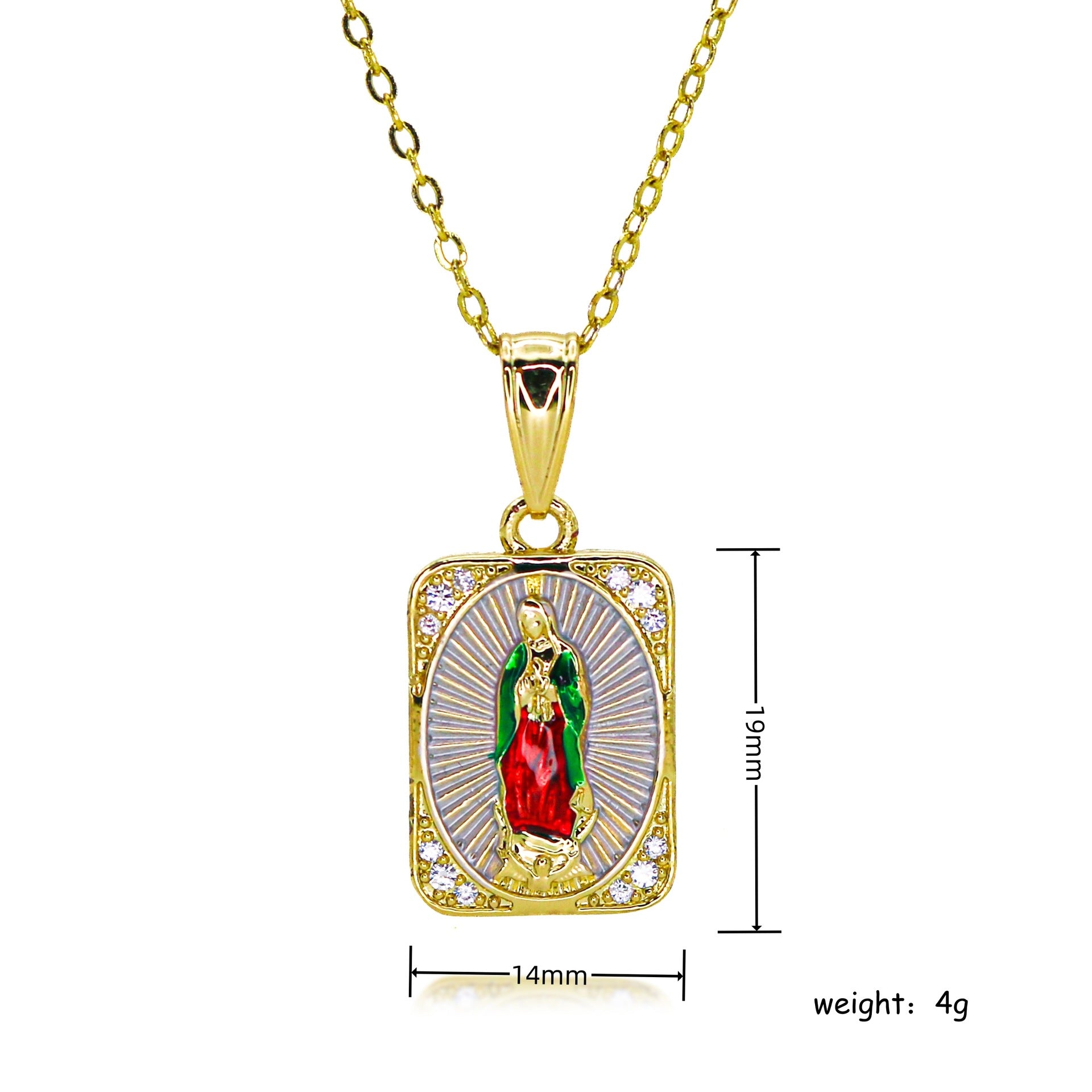 Wholesale religious personality statue clavicle chain zircon virgin pendant necklace