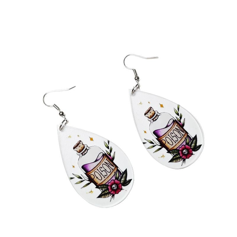 Wholesale Heart Water Drop Poison Bottle Earrings