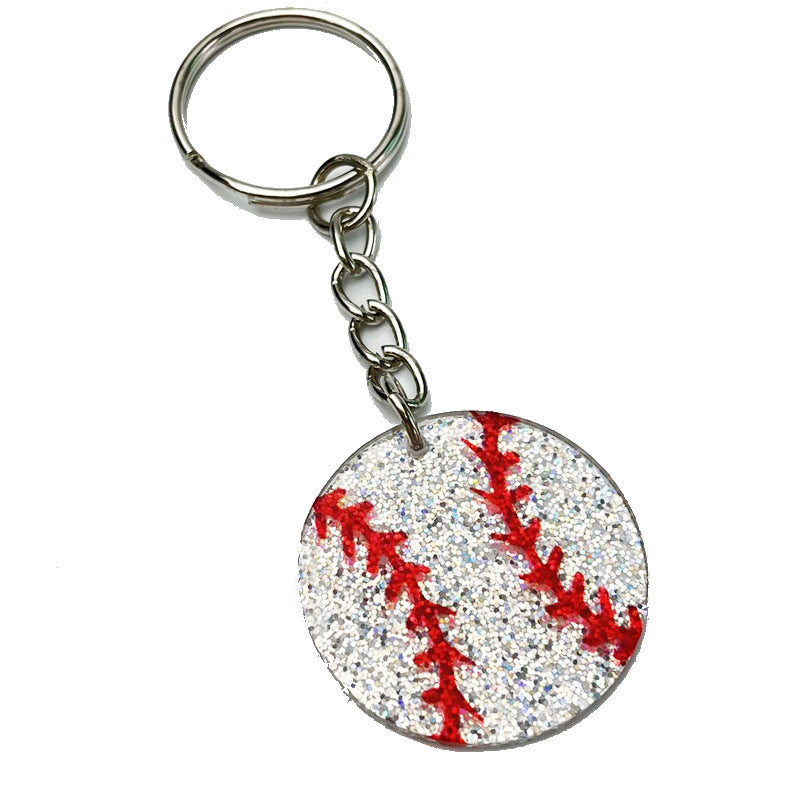 Wholesale 2pcs Shiny Football Soccer Basketball Acrylic Keychain Creative Keychain ACC-KC-HY027