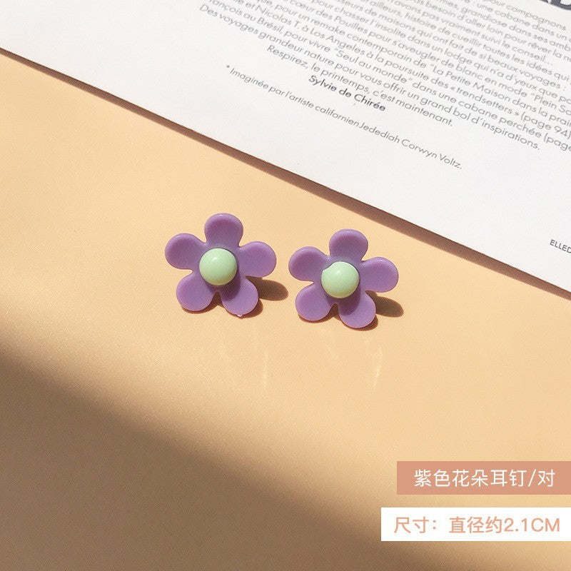 Wholesale Blue resin flower earrings