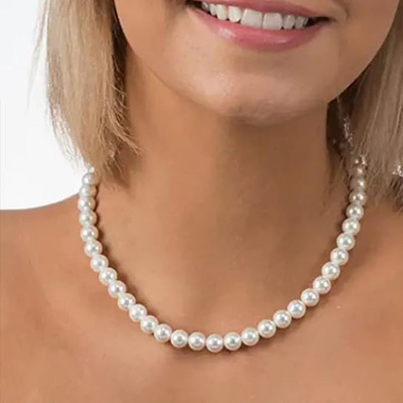 Wholesale creamy-white 8mm  pearl necklace girl pearl bracelet earrings jewelry