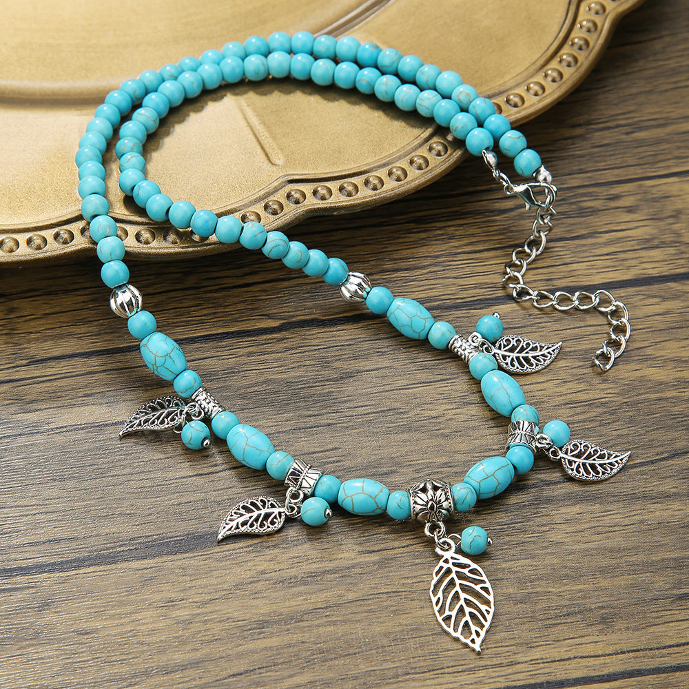Wholesale turquoise necklace surfing punk necklace niche design hip-hop necklace
