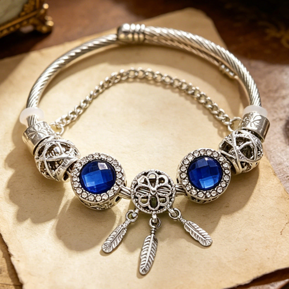 Wholesale Stainless Steel Sparkling Dreamcatcher Bead Bracelet Geometric Starry Design Women' s Fashion Accessory