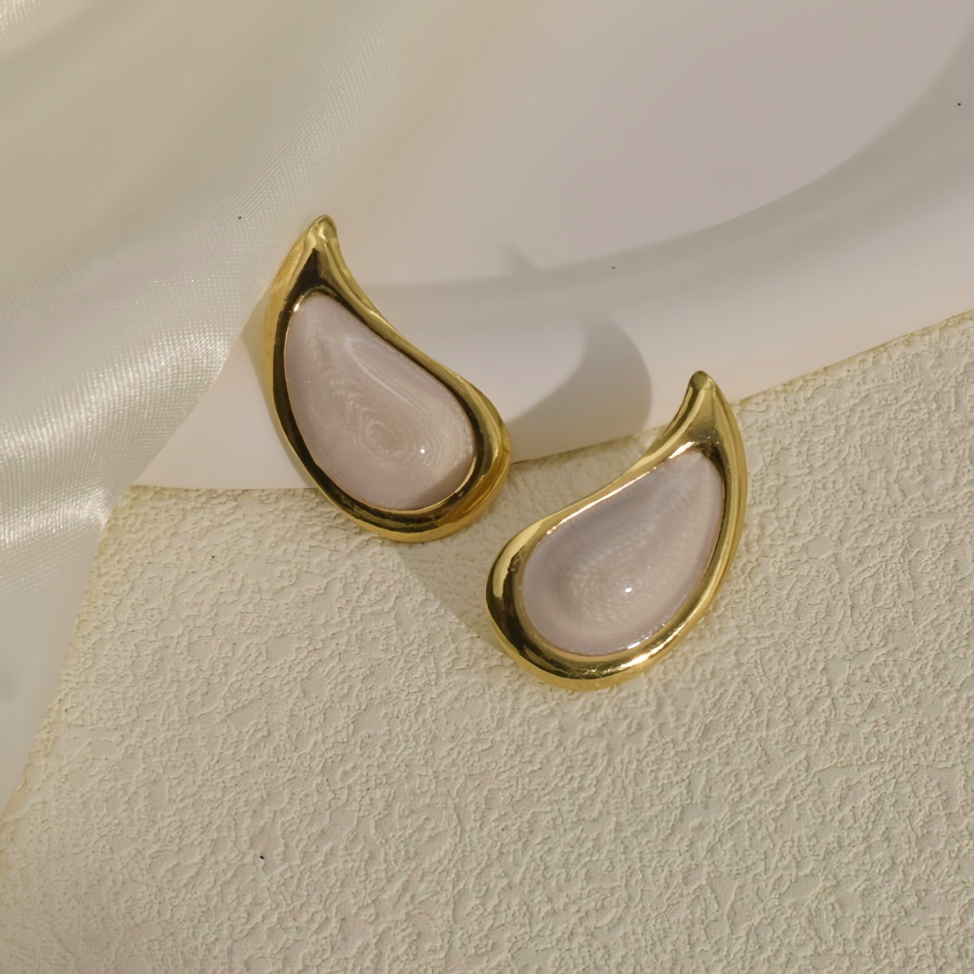 Wholesale Stainless Steel Teardrop Enamel Morandi Color Earrings