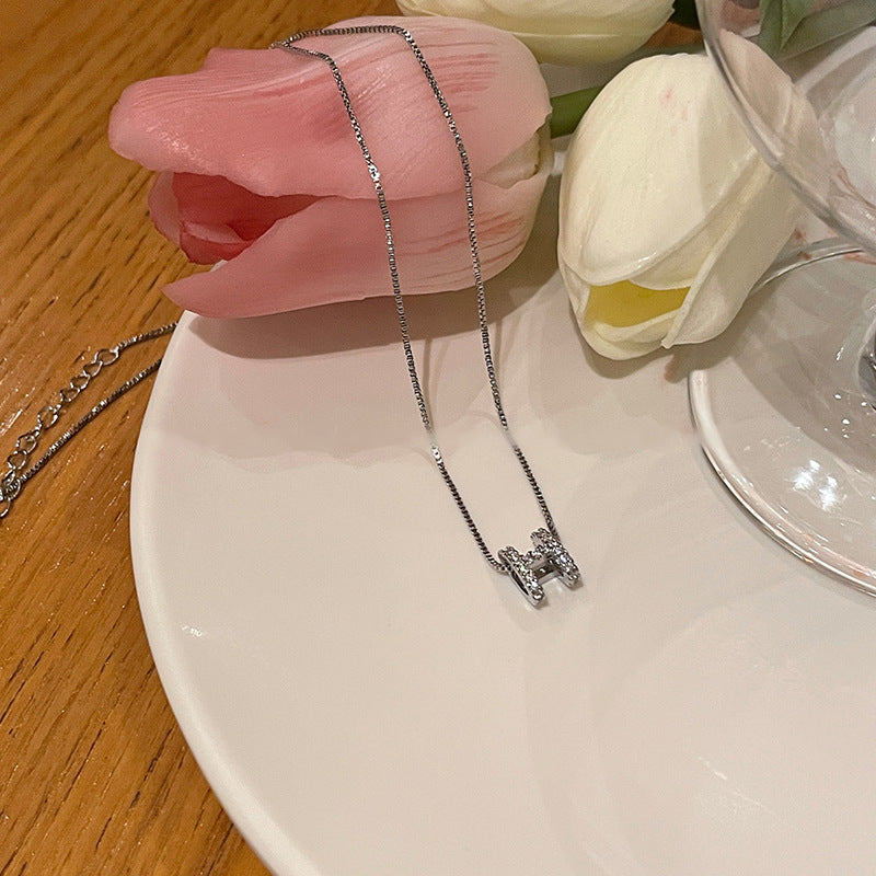 Wholesale Real Gold Plated Zircon Letter Necklace ACCVIP-NE-KJ001