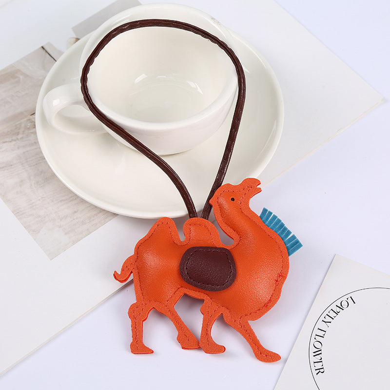 Wholesale Cute Pegasus Pendant PU Leather Camel Keychain