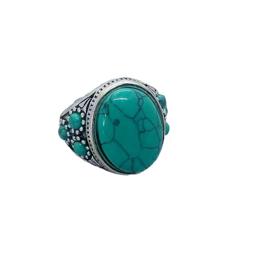 Wholesale Vintage Turquoise Adjustable Ring Unisex Jewelry Gift Accessory