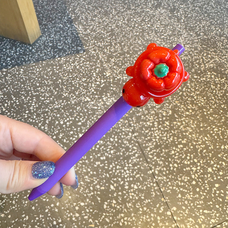 Wholesale Little turtle girl heart gel pen cute fruit and vegetable shape black  pen