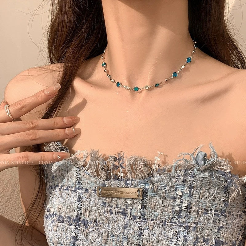 Wholesale  Diamond Butterfly Necklace  Light Luxury Elegant Double Layer Stacked Choker Clavicle Chain