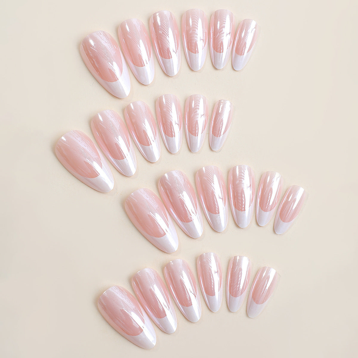 Wholesale 24 Pieces/box Glitter Nail Stickers Electroplated White Edge Wearable Nail Press-on Nails Kits ACC-NS-HaoYi021