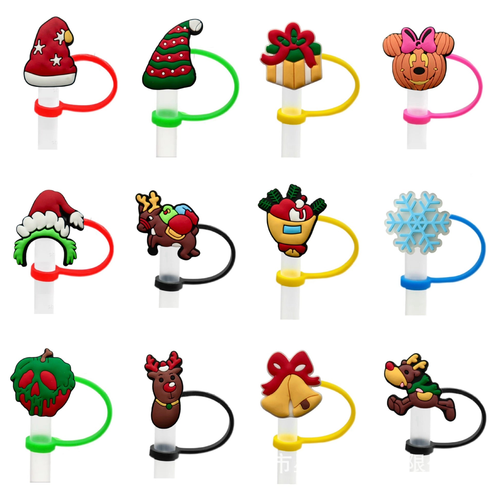 Wholesale 10pcs Christmas theme ideas 8/ 10mm Straw Cover Straw Tube Cap