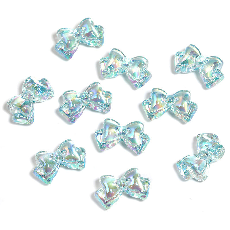 Wholesale 100pcs/pack UV plating transparent color bow Acrylic Beads DIY Bead Accessories