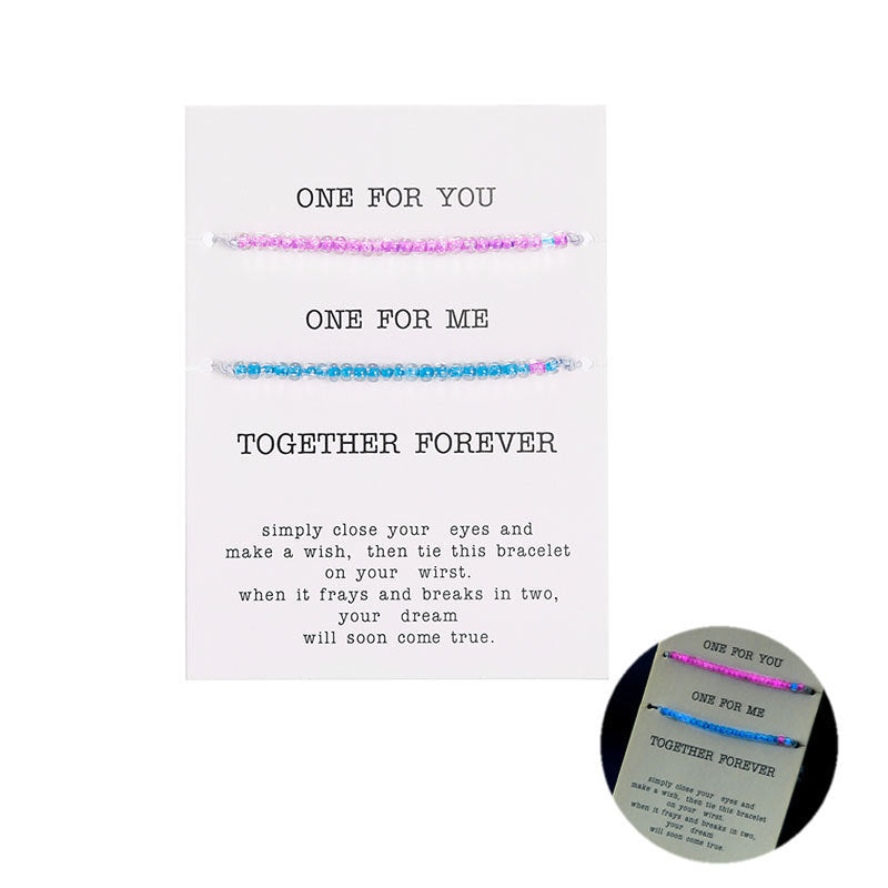 Wholesale 2 colorful luminous rice beads couple beaded bracelet