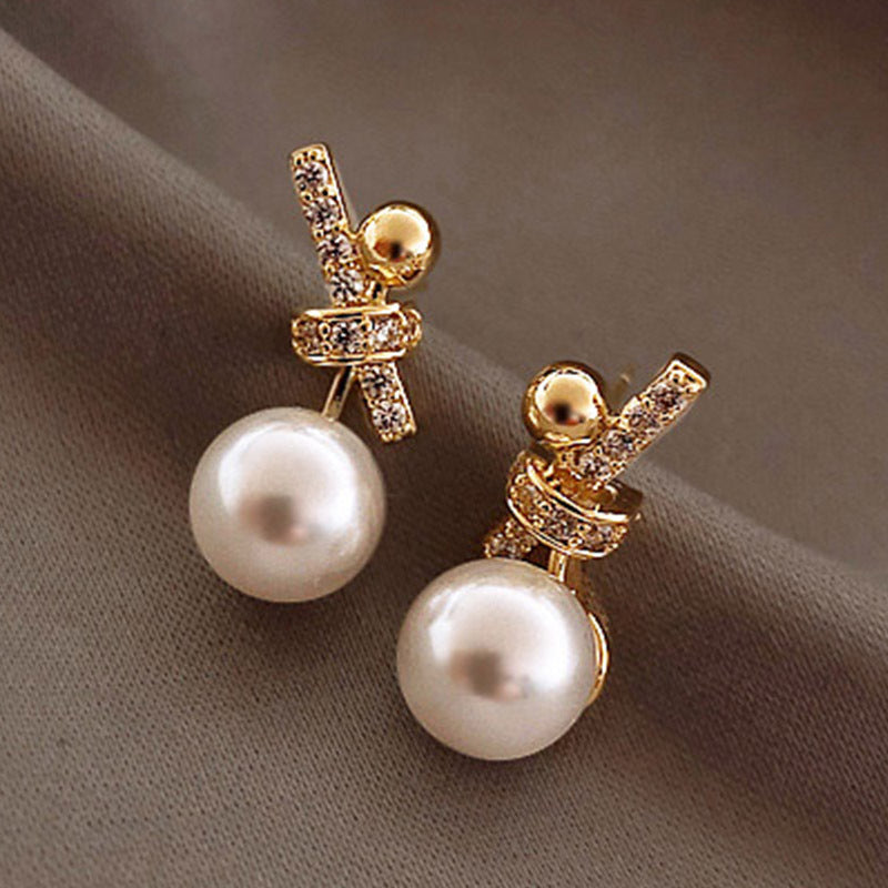 Wholesale  pearl earrings fashion twist shaped champagne color pearl earrings
