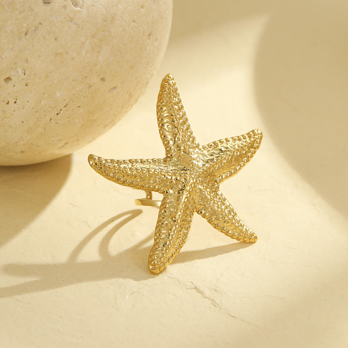 Wholesale Stainless steel Starfish Ring Open Metal Ring  Stainless Steel Golden Rings