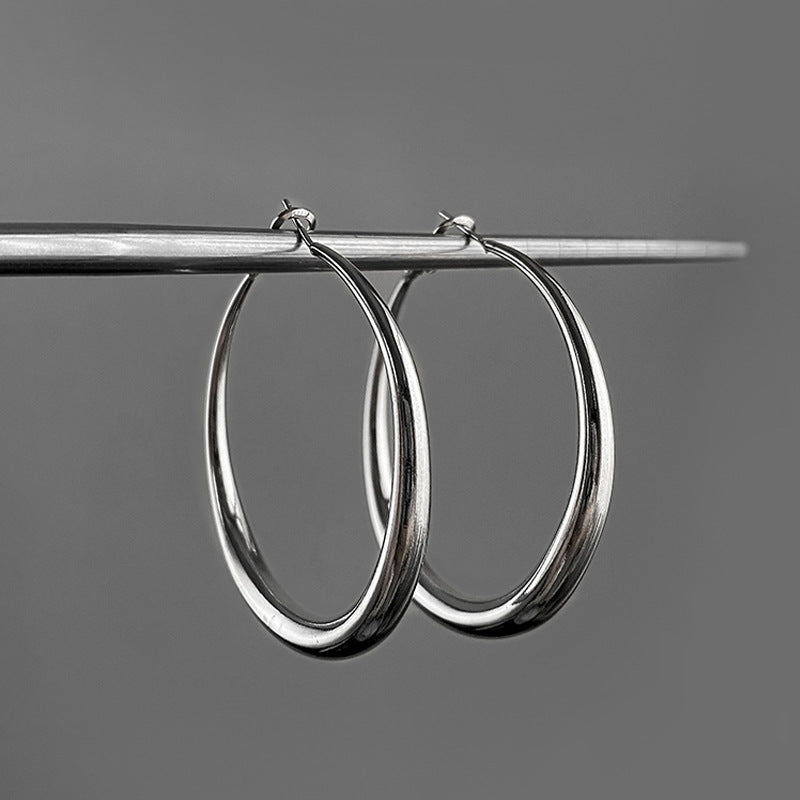 Wholesale 925 Silver Needle Plain Hoop Titanium Steel Earrings ACC-ES-Meihun001