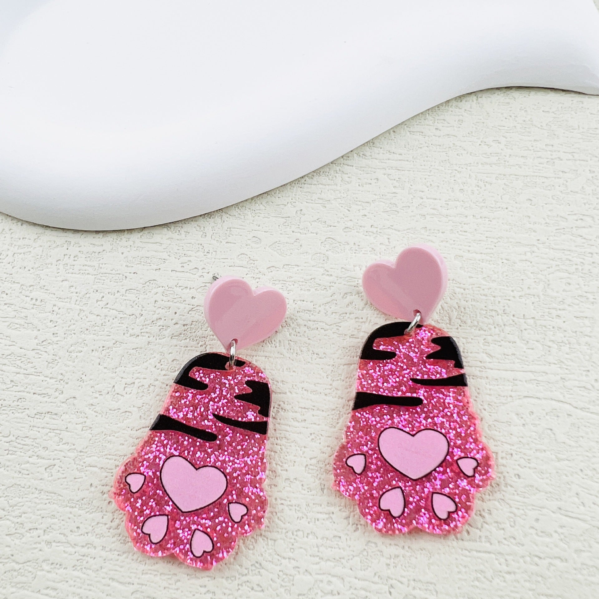 Wholesale Valentine's Day Glitter red tiger claw animal earrings