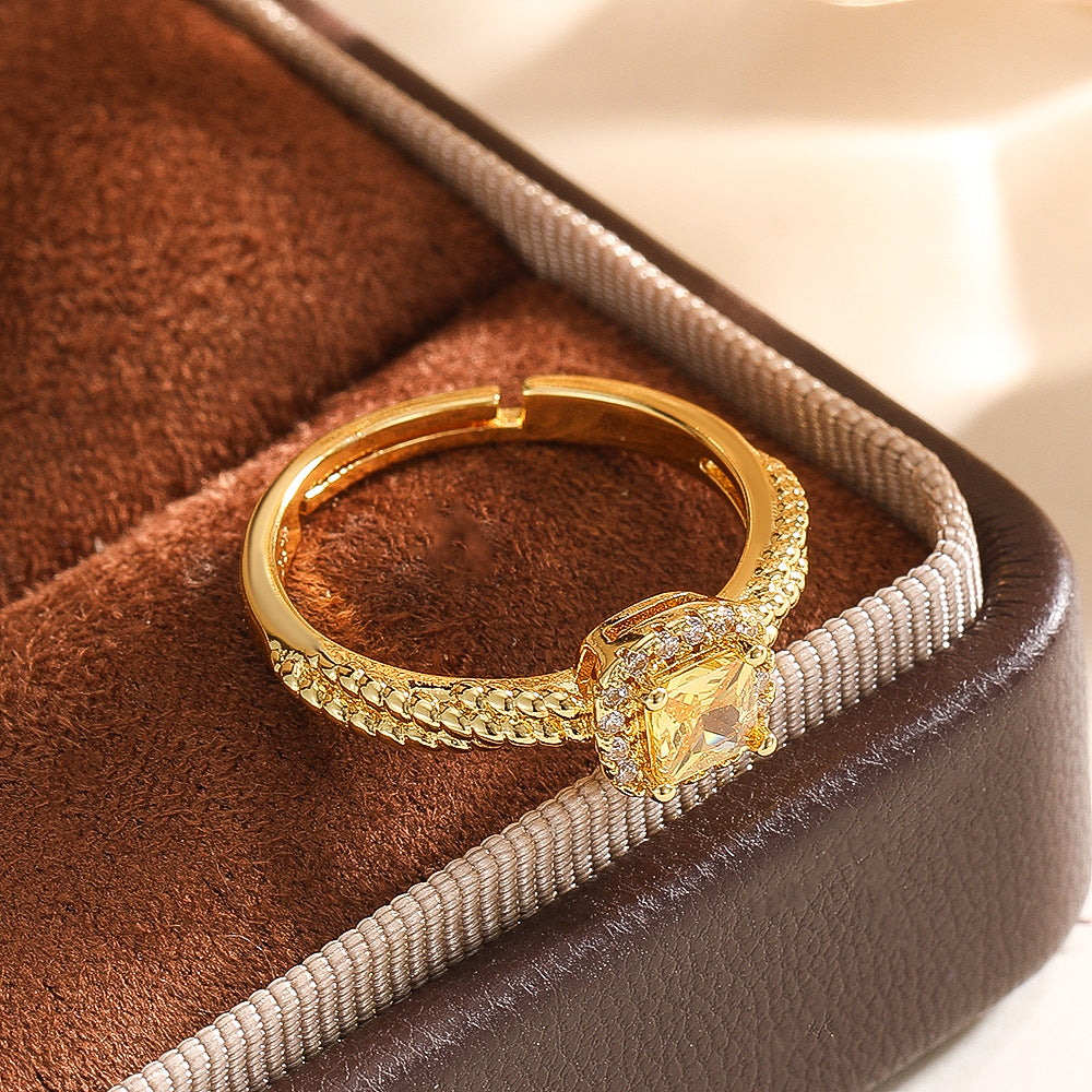 Wholesale Gold Tone Twisted Ring Adjustable Copper Zircon Jewelry Stylish Women S Fashion Accessory For Everyday Or Gift