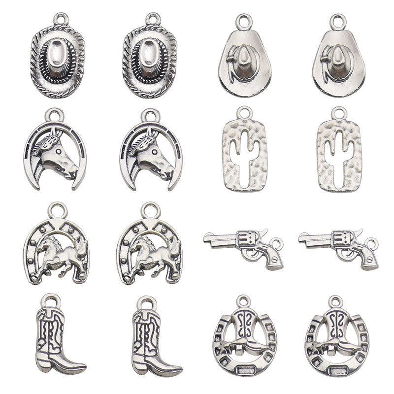 Wholesale Alloy Western Cowboy Series Gun Boots Bracelet Necklace Pendant Accessories