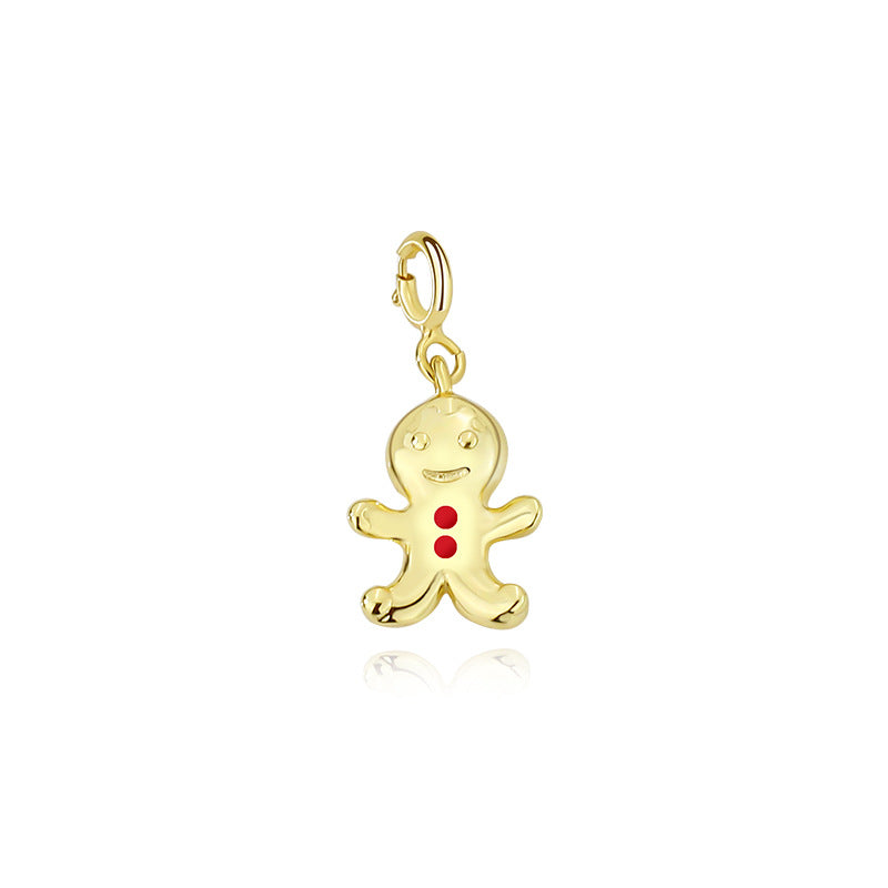 Wholesale 925 Sterling Silver Christmas Ornaments Cute Gingerbread Man Necklace ACC-NE-YuanFan003