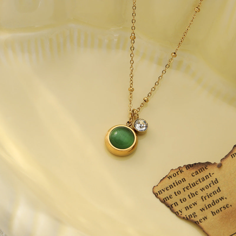 Wholesale Cat Eye Design Titanium Steel Necklace - Stylish Fashion Accessory for Everyday Wear