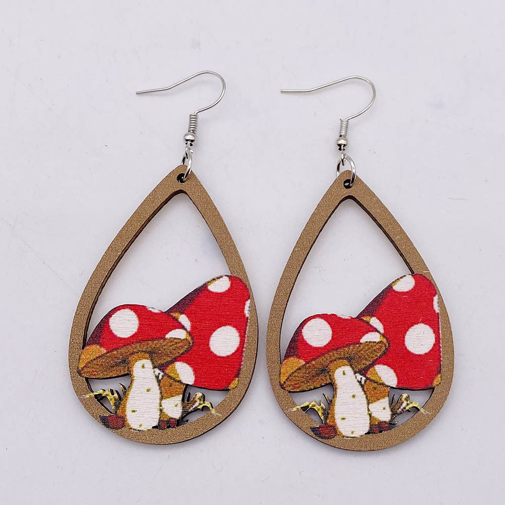 Wholesale Cactus Wooden Elk and Mushroom Earrings
