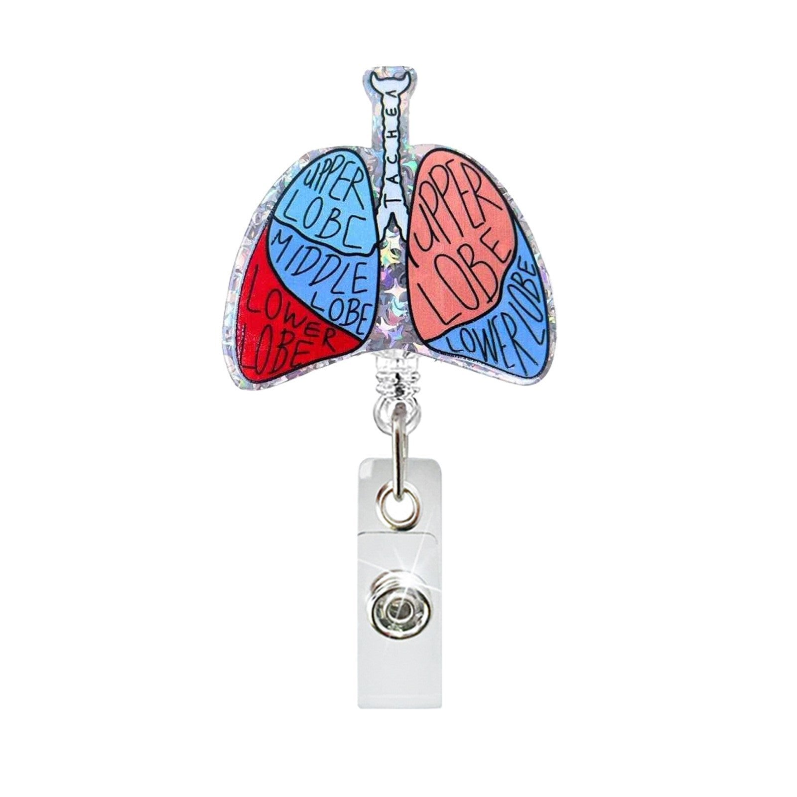Wholesale Creative Heart and Lung Pattern Telescopic Clip Badge Holder ABS Plastic Easy-Pull Buckle Boutique Accessory