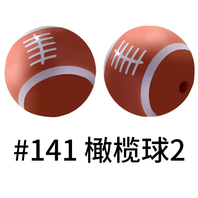 Wholesale 50pcs 15mm Western Style Leopard Skull Color Aztec Printed Silicone Balls Beads ACC-BDS-HeSheng006